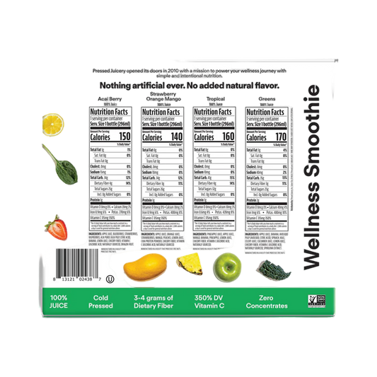 Pressed Juicery Variety Pack - Acai Berry, Strawberry Orange Mango, Tropical, Greens