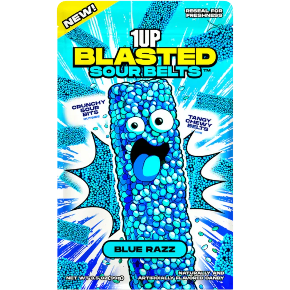 1UP - Blasted Blue Razz Sour Belts