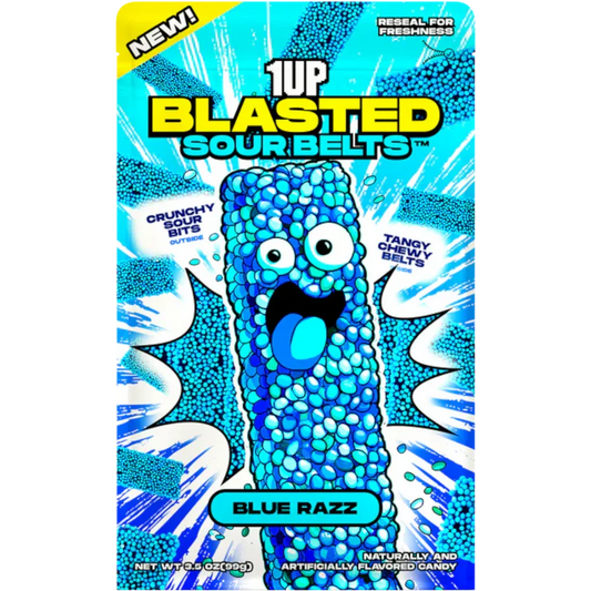 1UP - Blasted Blue Razz Sour Belts