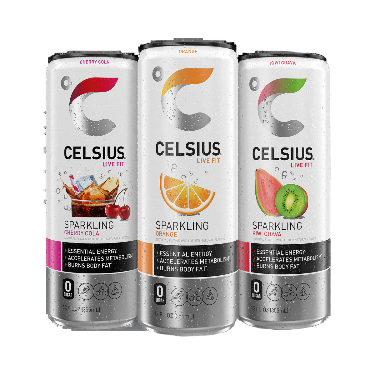 CELSIUS Variety Pack - Cherry Cola, Orange, Kiwi Guava