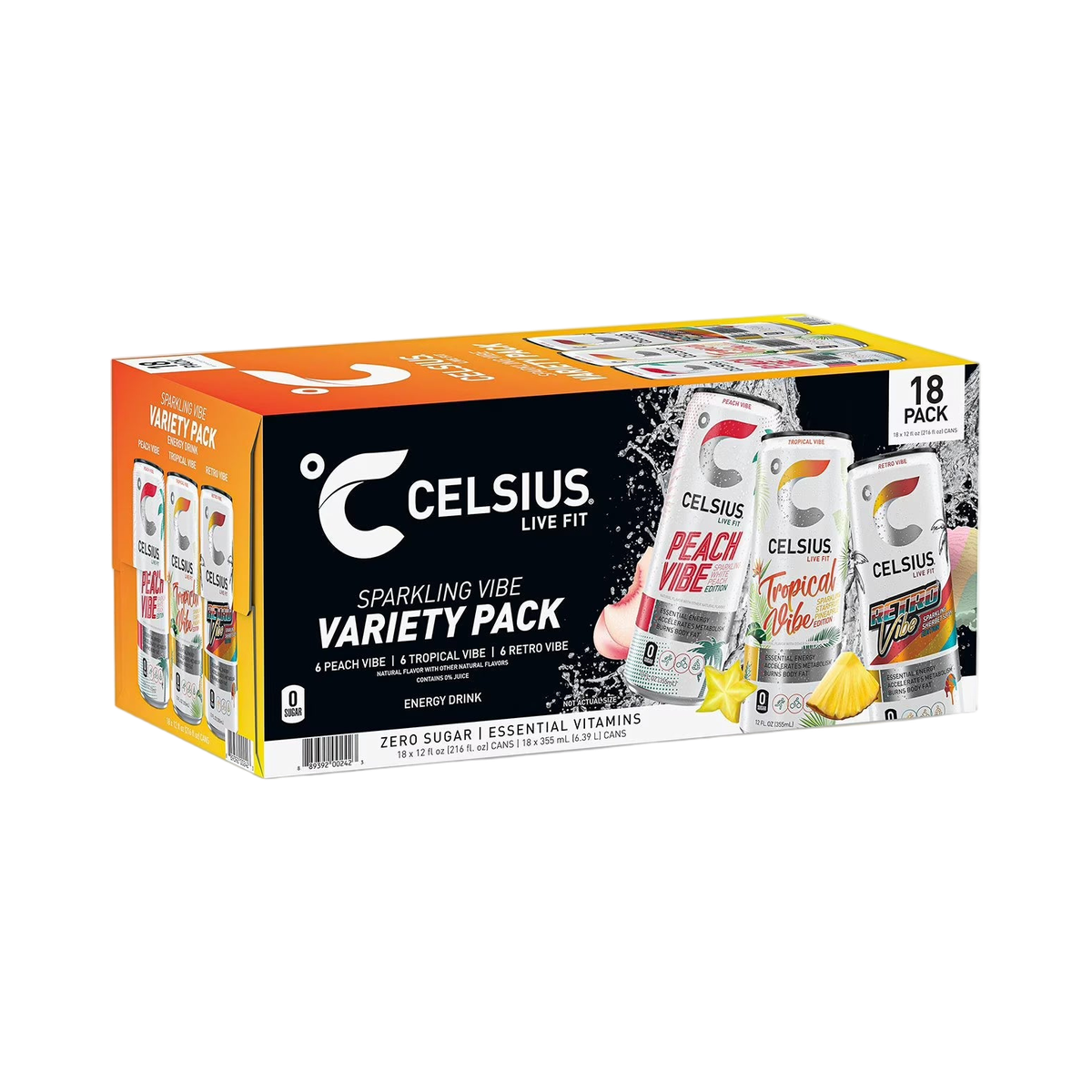 CELSIUS Variety Pack - Peach Vibe, Tropical Vibe, Retro Vibe