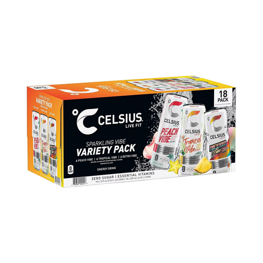 CELSIUS Variety Pack - Peach Vibe, Tropical Vibe, Retro Vibe