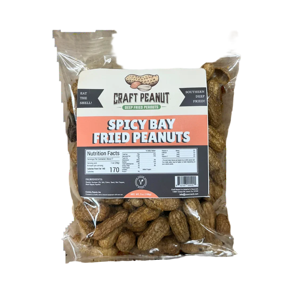 Craft Peanut Spicy Bay Fried Peanuts 7 oz- 18 Count
