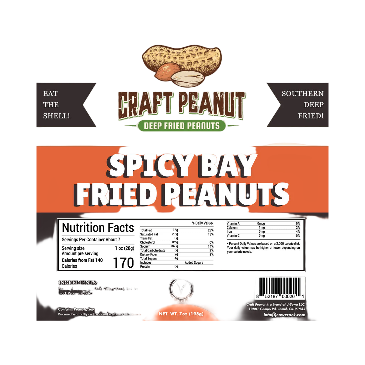 Craft Peanut Spicy Bay Fried Peanuts 7 oz- 18 Count