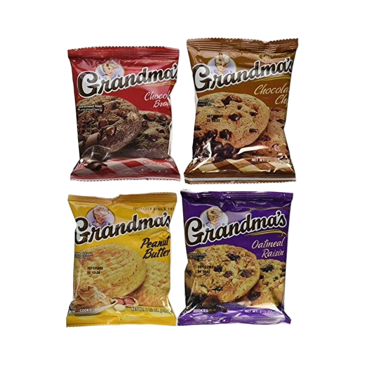 Grandma's Cookies Variety Pack - Chocolate Chip, Peanut Butter, Chocolate Brownie, Oatmeal Raisin