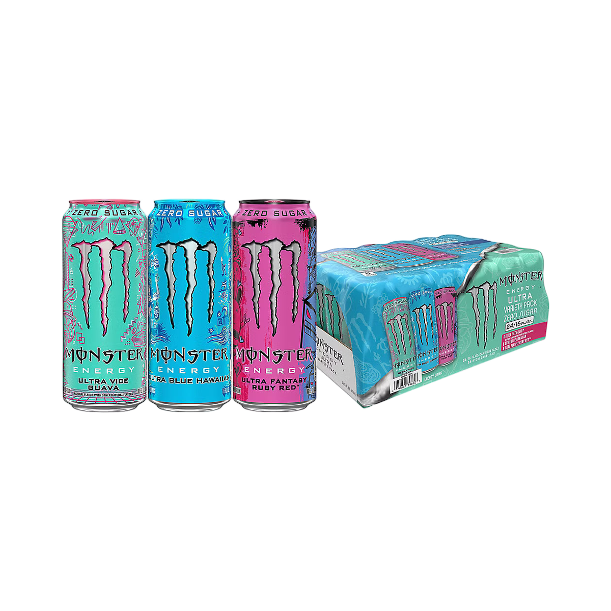 Monster Variety Pack - Ultra Vice Guava, Ultra Fantasy Ruby Red , Ultra Blue Hawaiian
