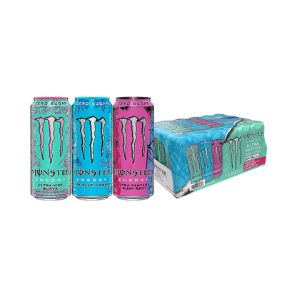 Monster Variety Pack - Ultra Vice Guava, Ultra Fantasy Ruby Red , Ultra Blue Hawaiian